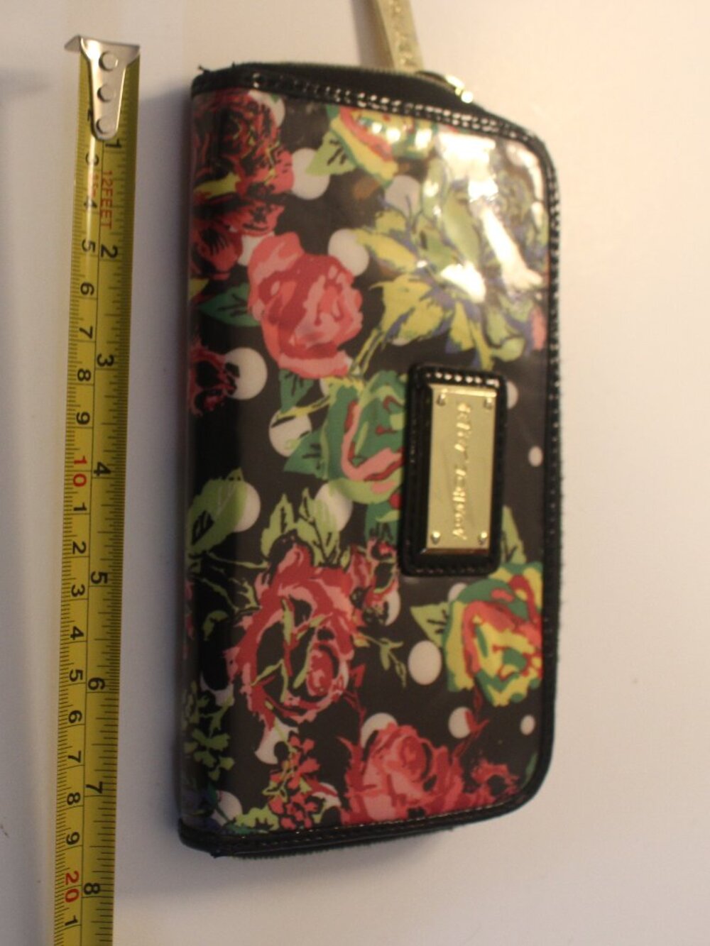 Betsey Johnson Multicolor Rose & Polka Dot Zip-Around Wallet